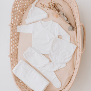 DULCE BIENVENIDA BABY SET - AJUAR 7 PIEZAS PIMA SOLID BL + CAJA PREMIUM - BLANCO